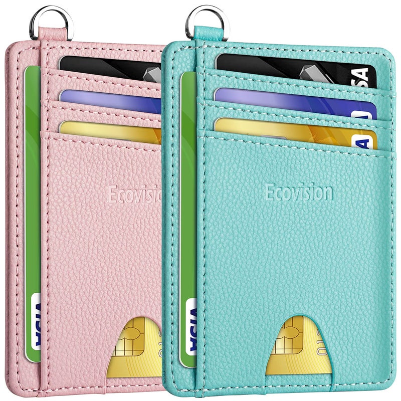 EcoVision Slim Minimalist Front Pocket Wallet, RFID Blocking Credit Card Holder Wallet with Detachable D-Shackle for Men Women - Image 1